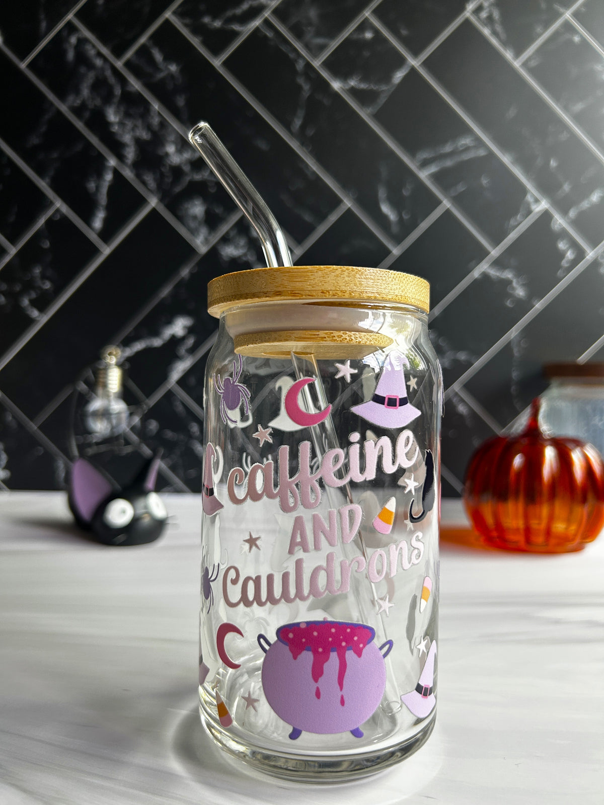 Caffeine and Cauldrons Glass Can