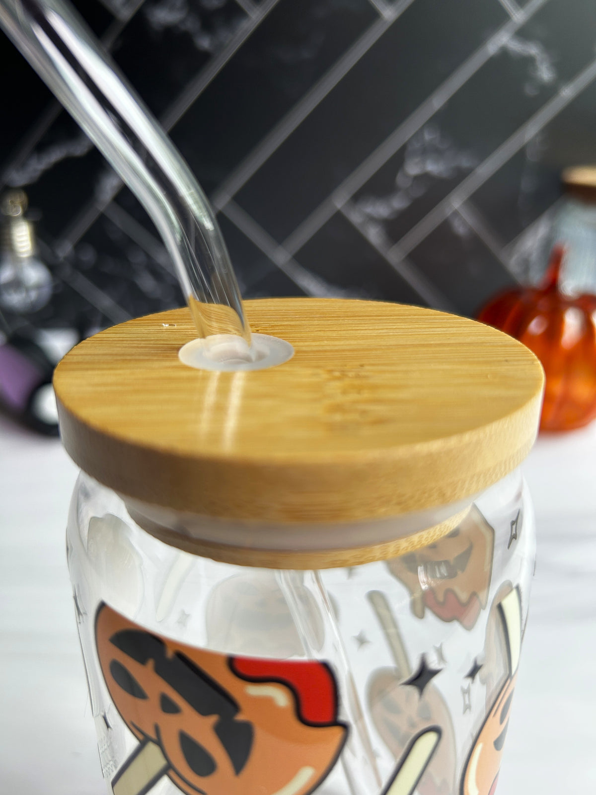 Haunted Candy Apple Glass Can