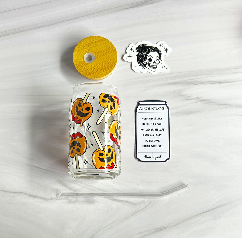 Haunted Candy Apple Glass Can