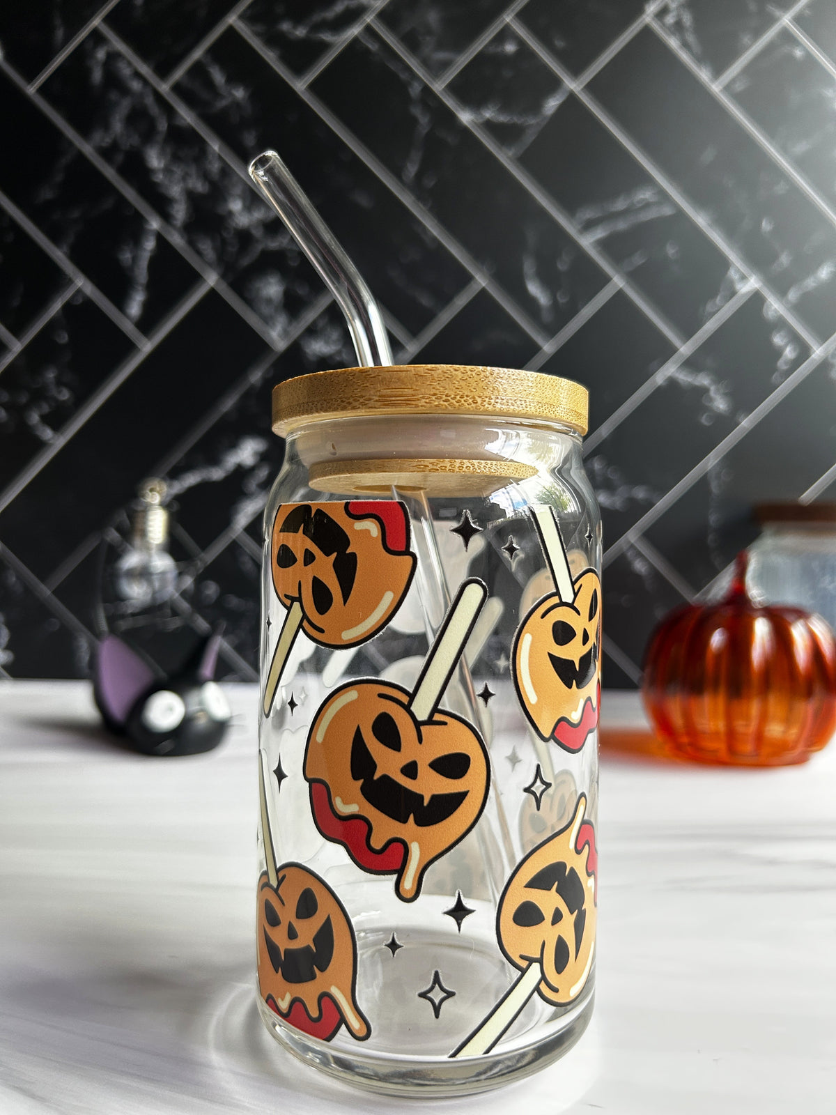 Haunted Candy Apple Glass Can