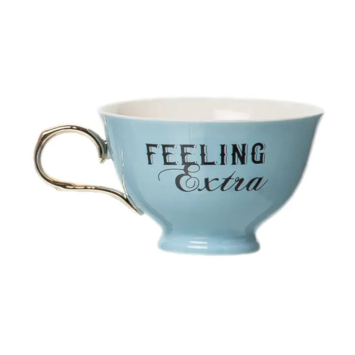 Feeling Extra – Oversized Blue Teacup with Gold Handle (5.12")