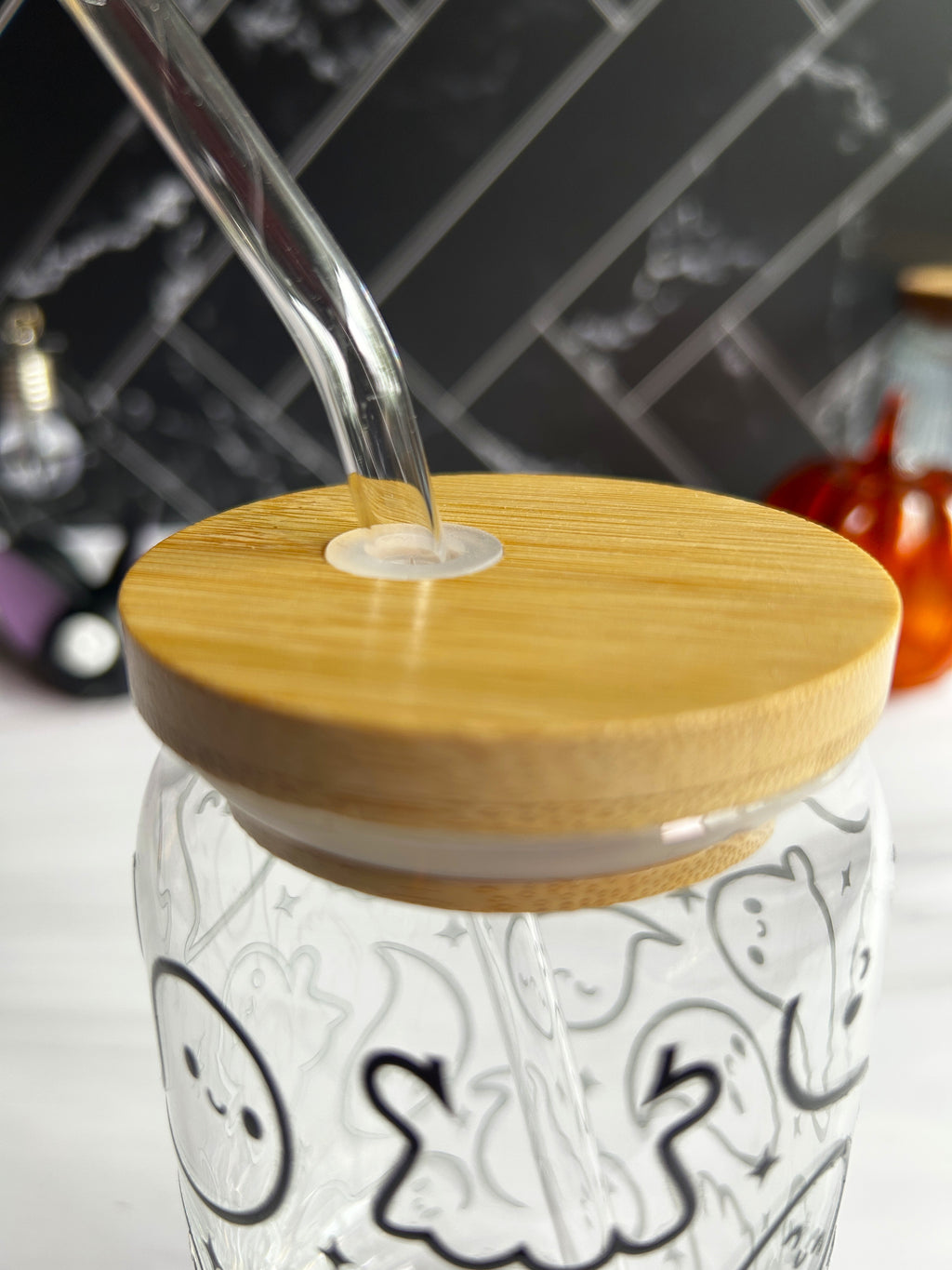 Cute Ghost Glass Can