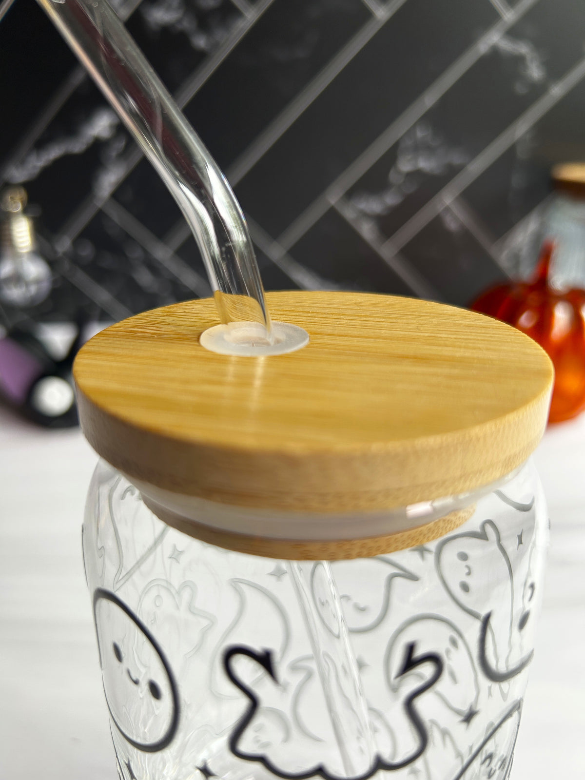 Cute Ghost Glass Can