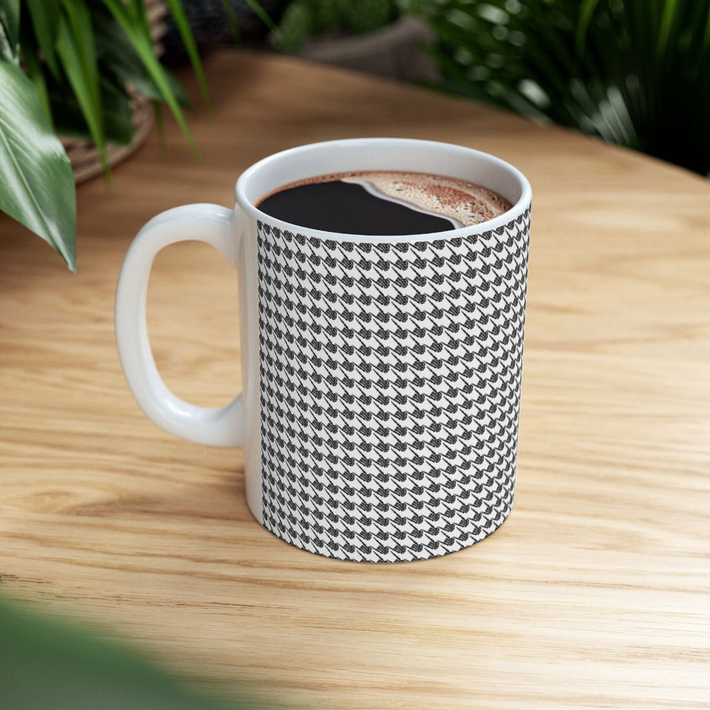 Skeleton Hand Houndstooth Pattern - White 11oz Mug