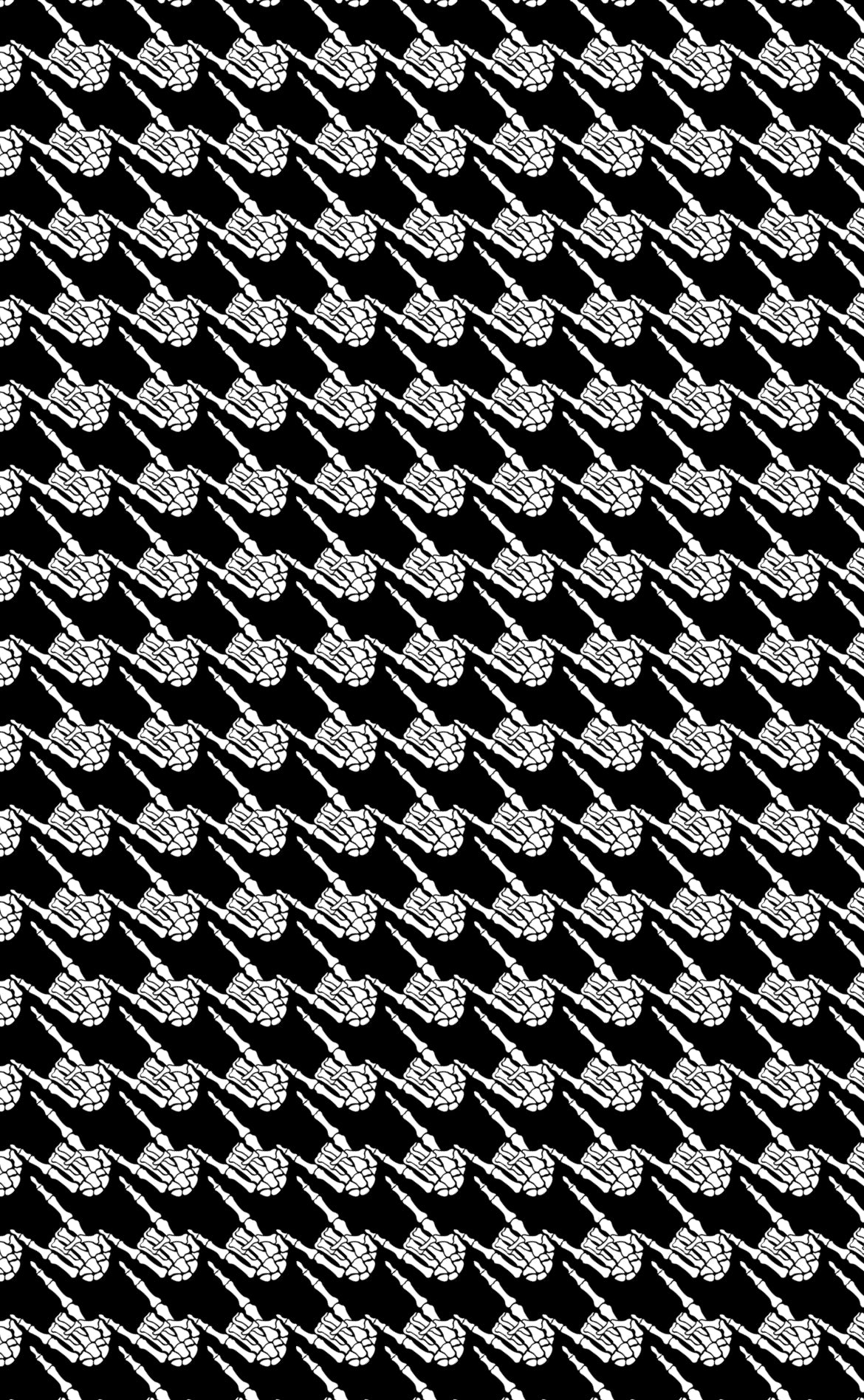 Skeleton Hand Houndstooth Pattern - Black 11oz Mug