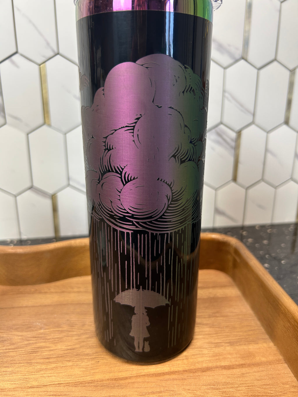 Holographic Rain Tumbler: 20oz Stainless Steel Travel Mug