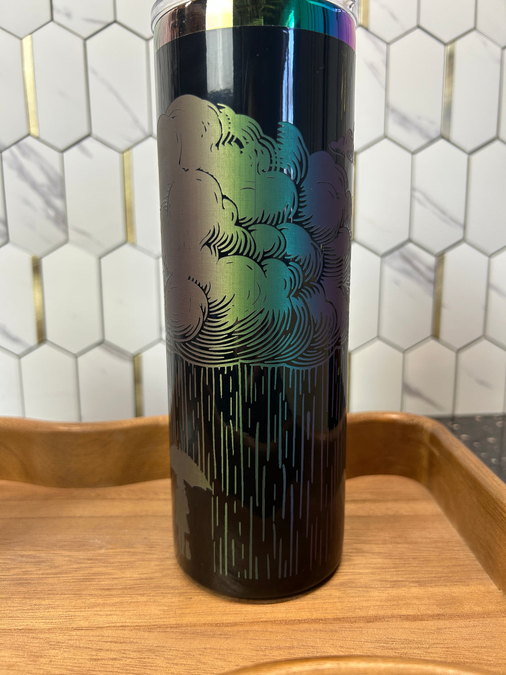 Holographic Rain Tumbler: 20oz Stainless Steel Travel Mug