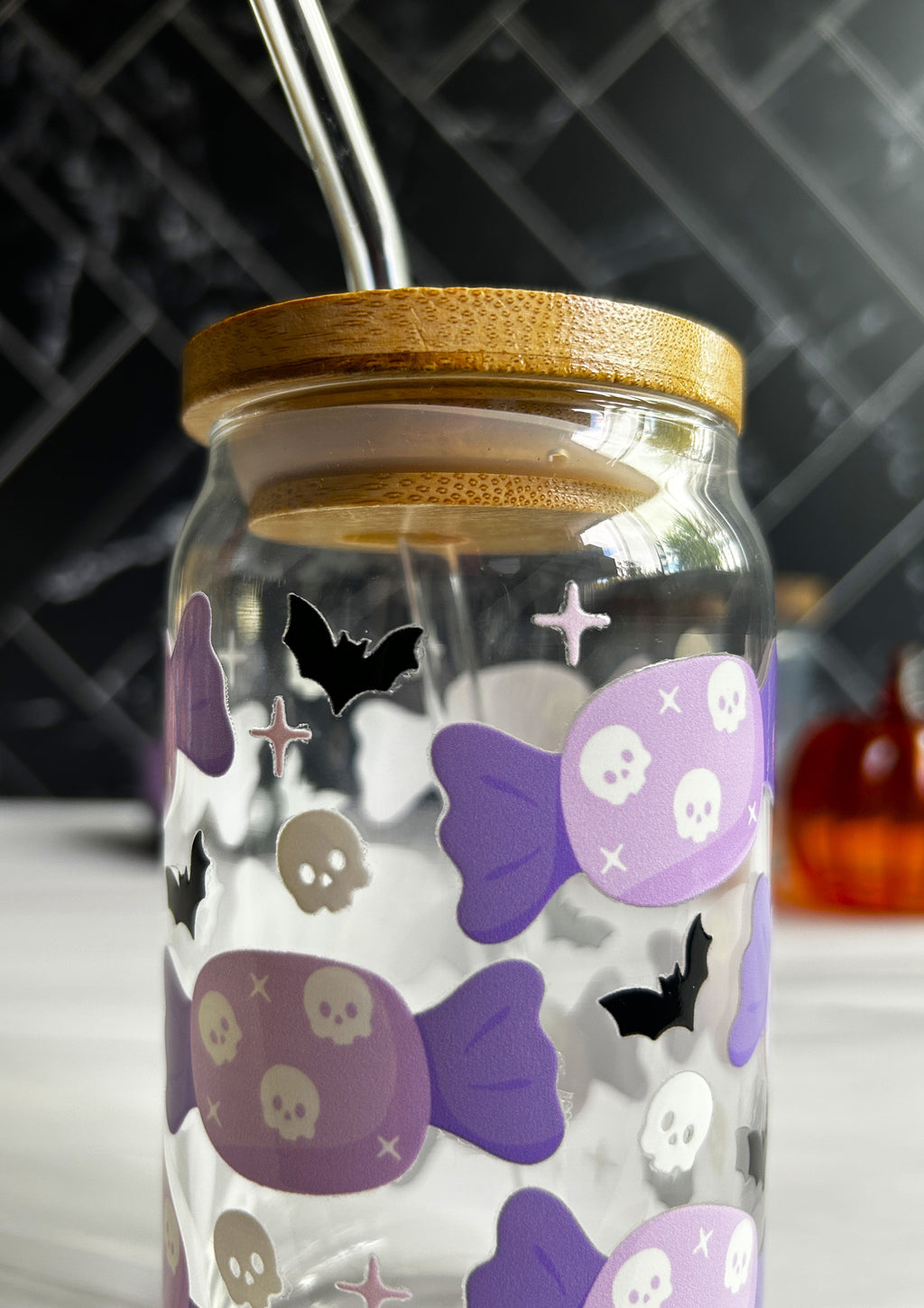 Halloween Candy Glass Can
