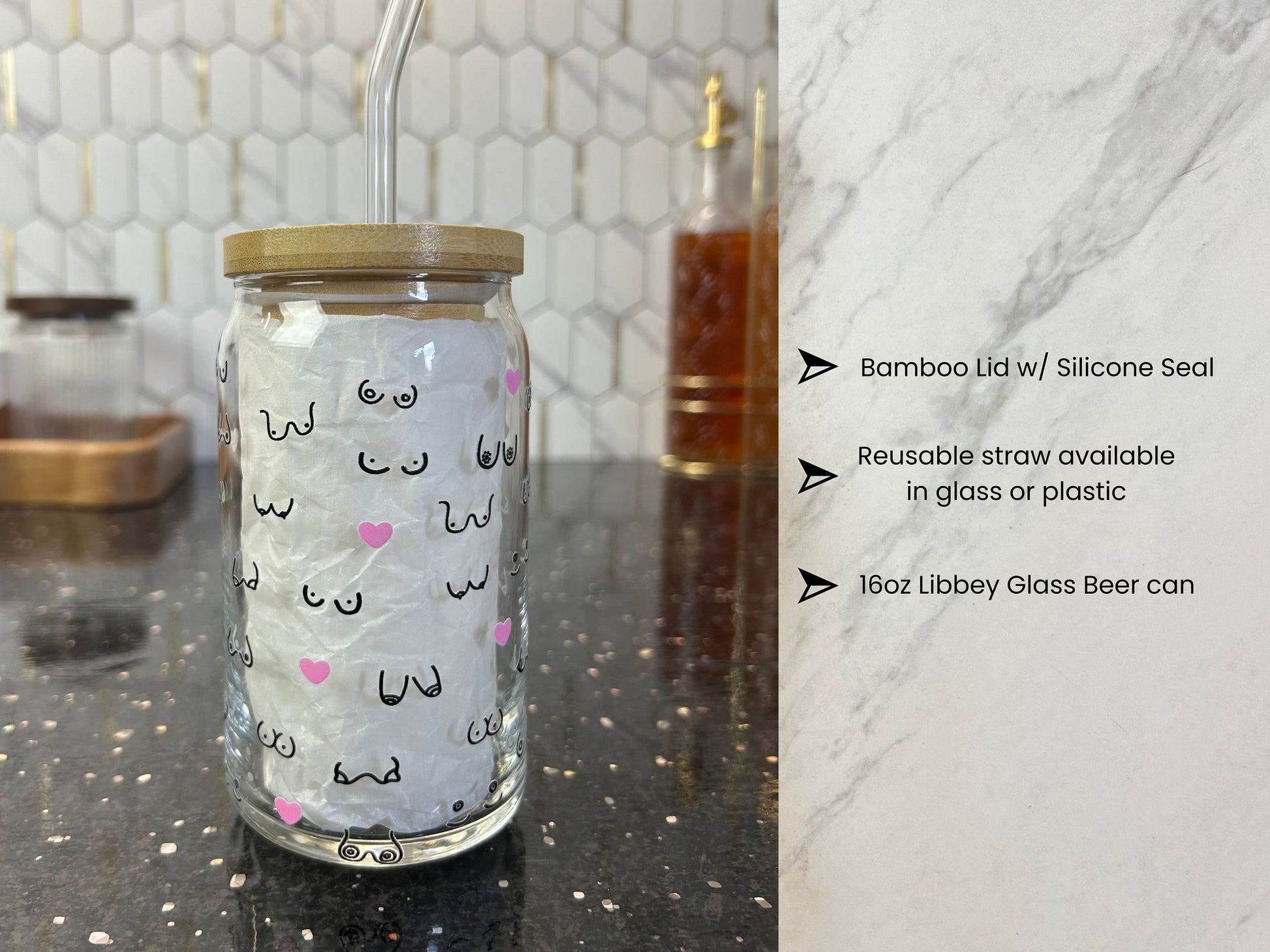 Breast Friends: 16oz Glass Can Cup