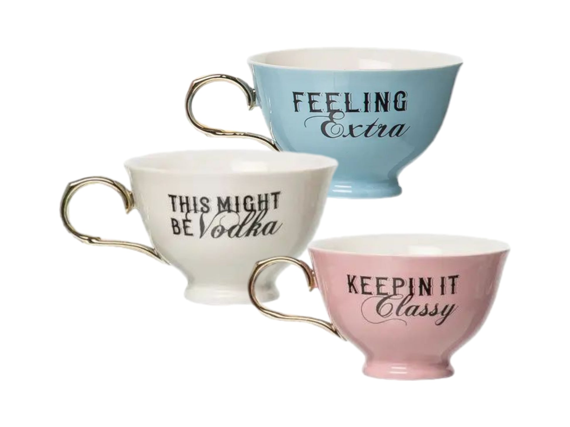 Set of 3: Funny Oversized Teacups