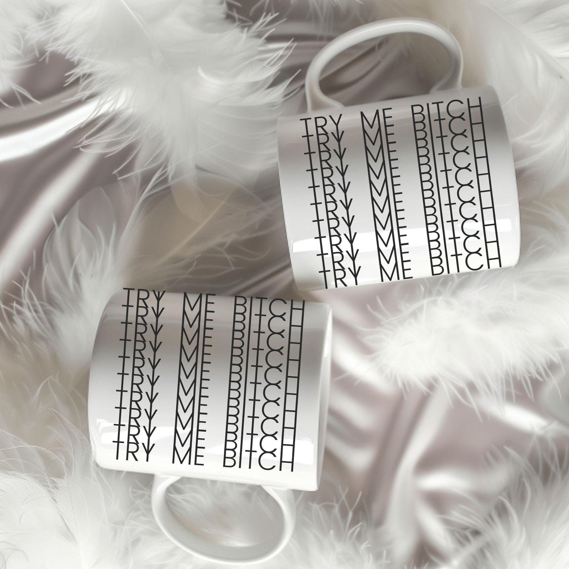 "Try Me B*tch" 11oz Mug  - Hidden Swearing Coffee Cup