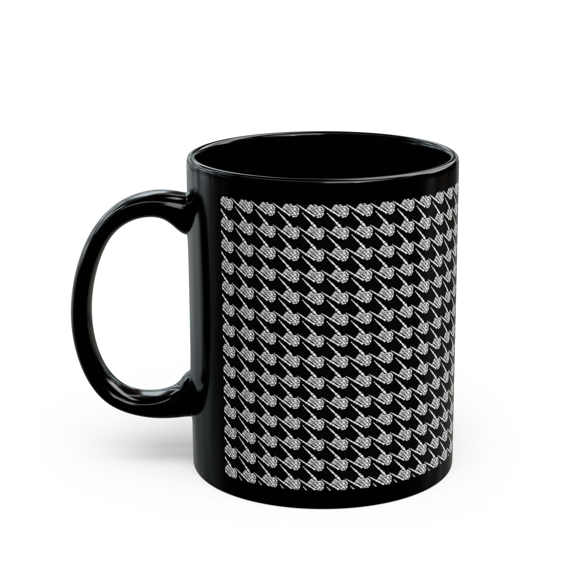 Skeleton Hand Houndstooth Pattern - Black 11oz Mug