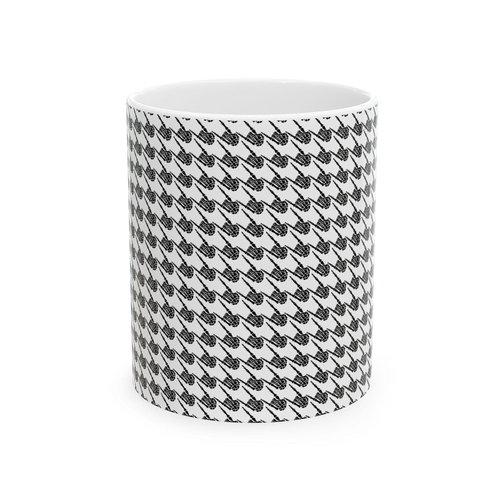 Skeleton Hand Houndstooth Pattern - White 11oz Mug