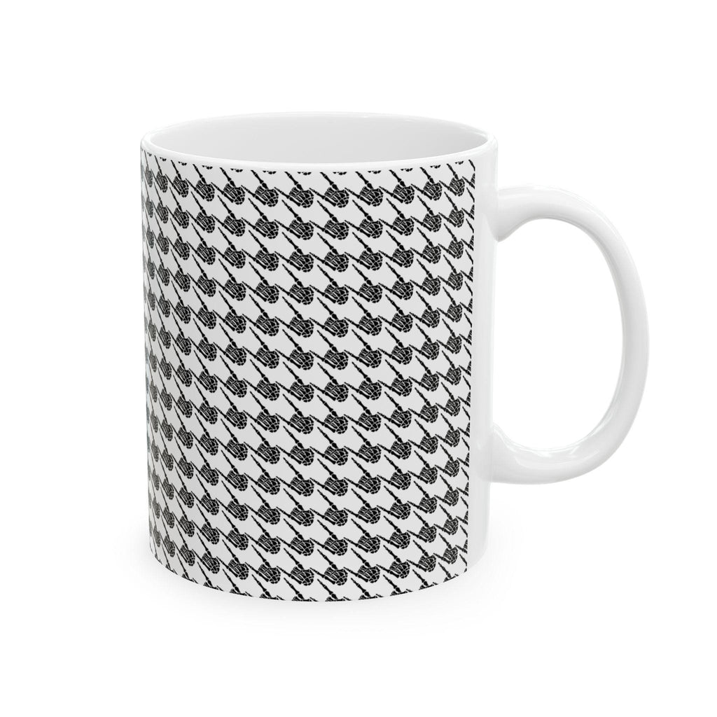 Skeleton Hand Houndstooth Pattern - White 11oz Mug