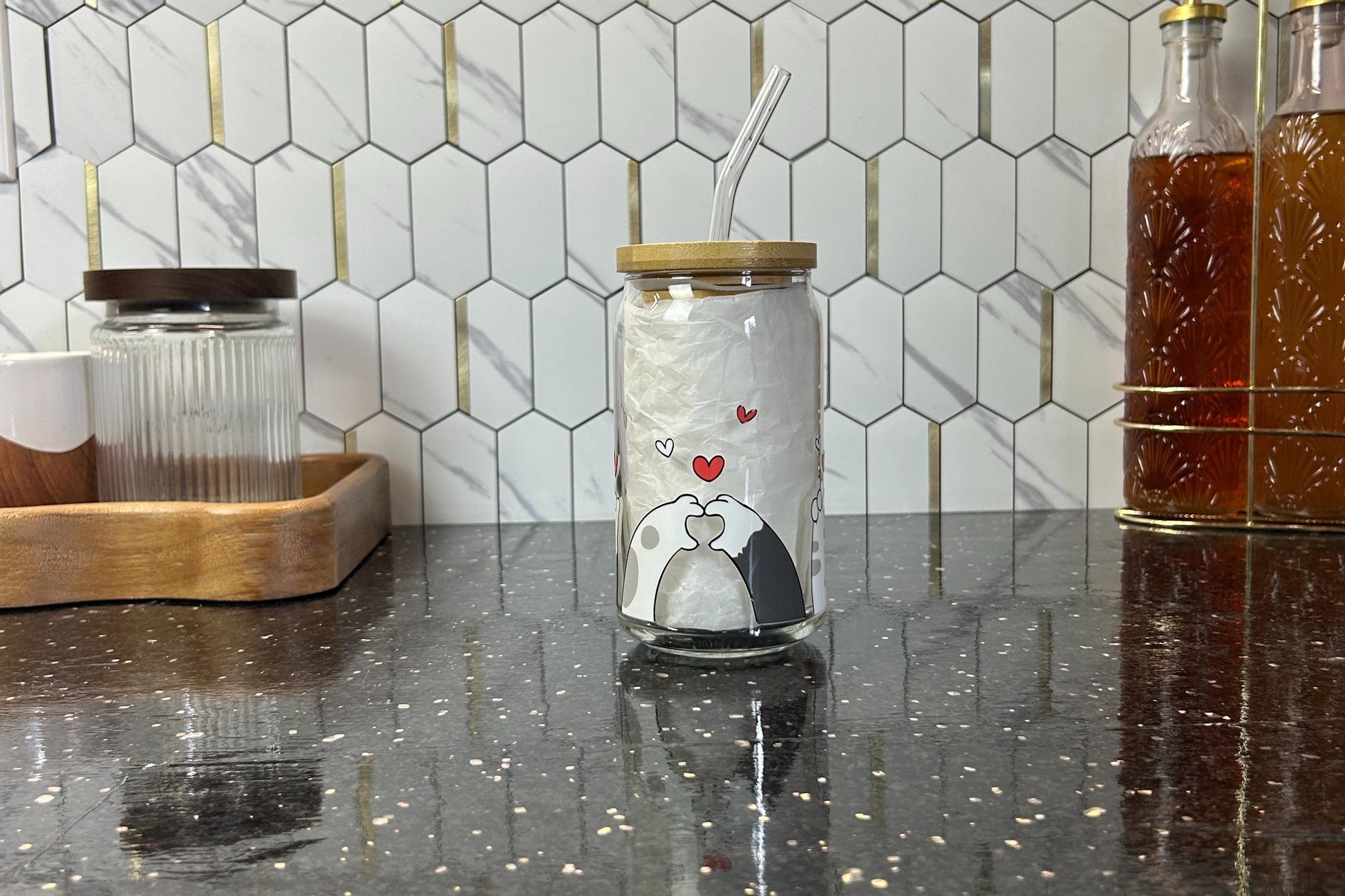 Cute Cat Paws: 16oz Glass Can Cup