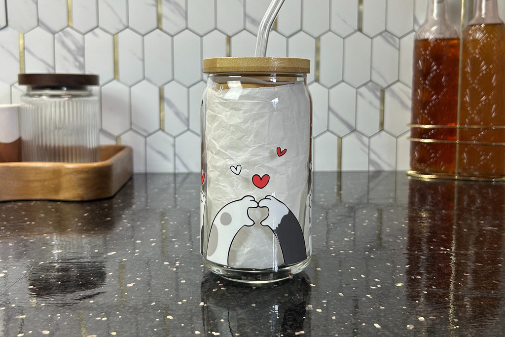 Cute Cat Paws: 16oz Glass Can Cup