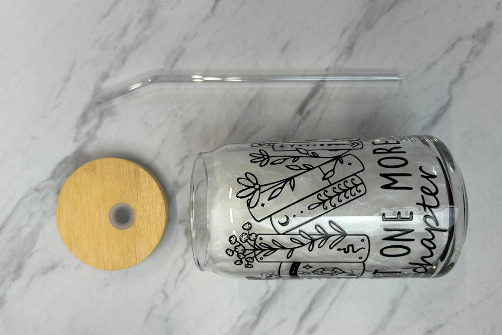 Just One More Chapter: 16oz Glass Can Cup