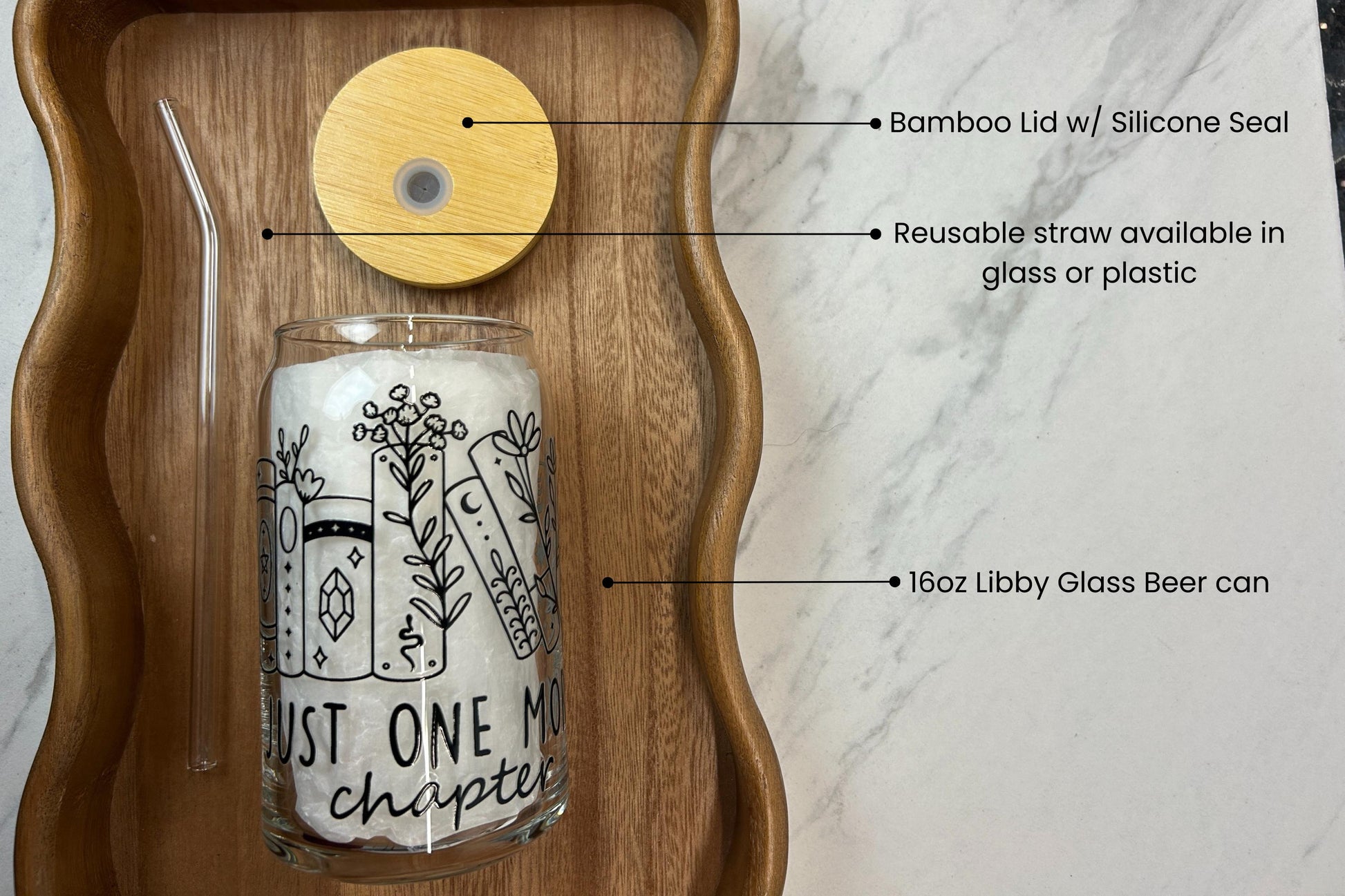 Just One More Chapter: 16oz Glass Can Cup