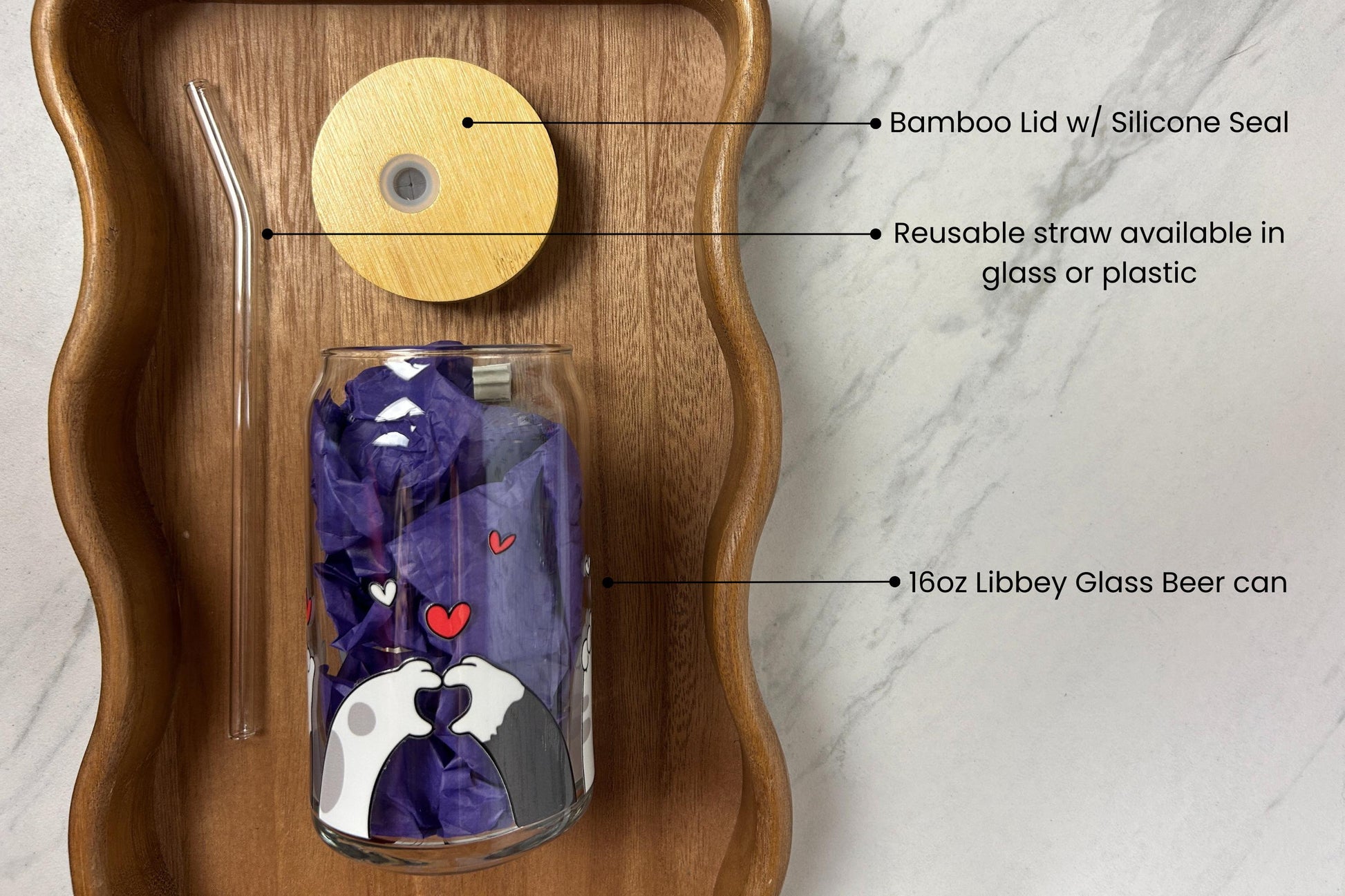 Cute Cat Paws: 16oz Glass Can Cup