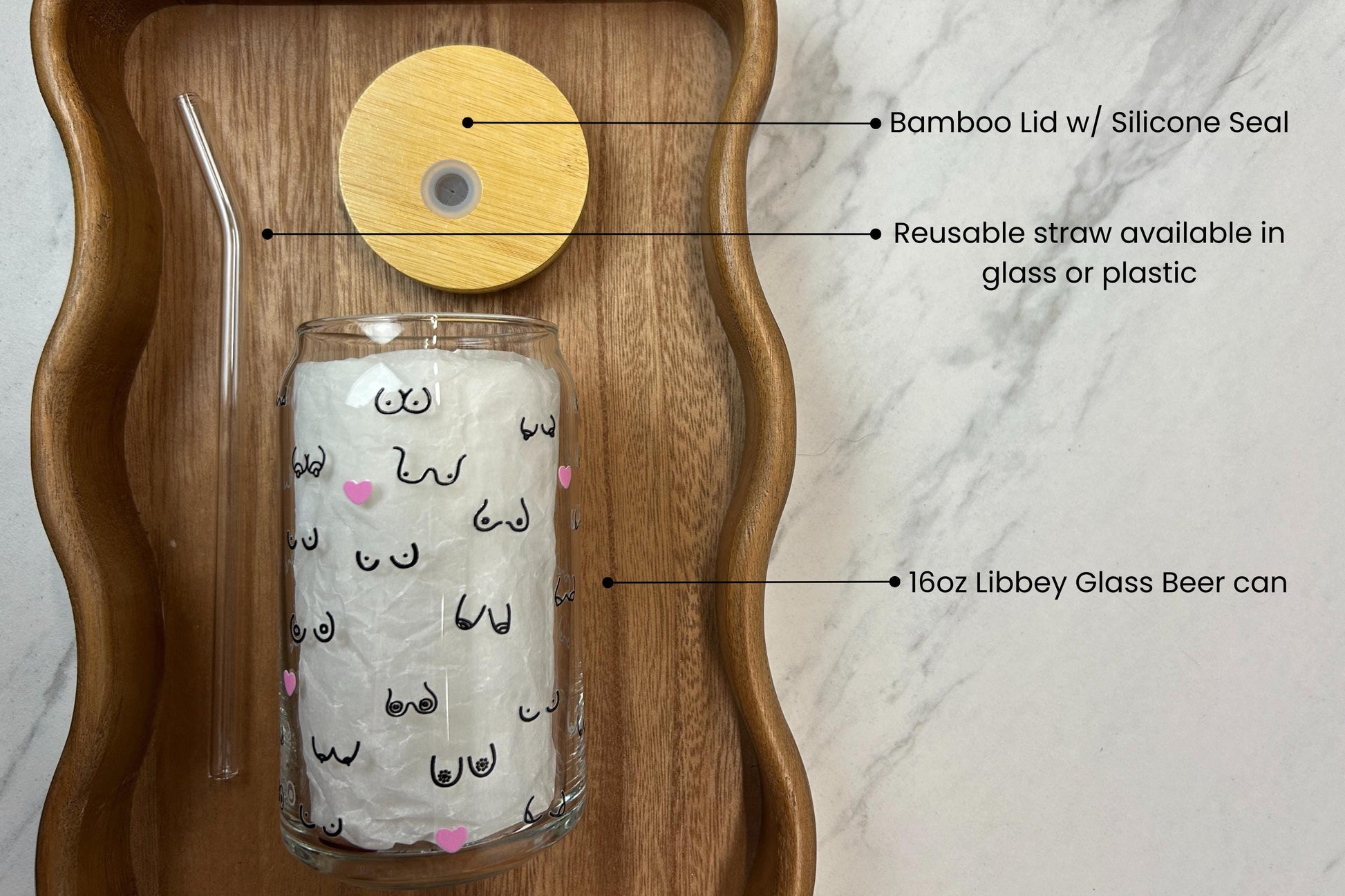 Breast Friends: 16oz Glass Can Cup