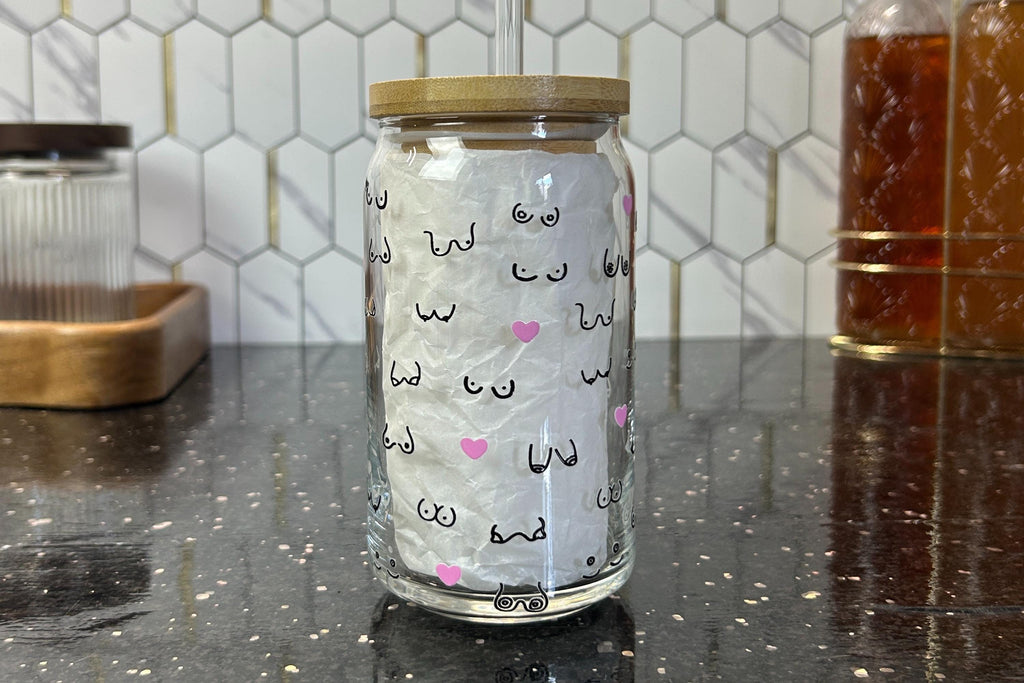 Breast Friends: 16oz Glass Can Cup