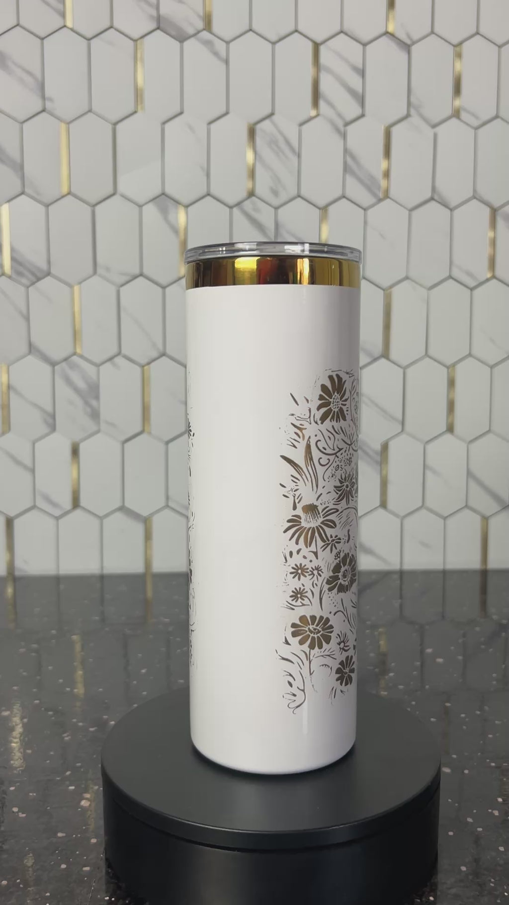 White & Gold Goddess Tumbler: 20oz Stainless Steel Travel Cup