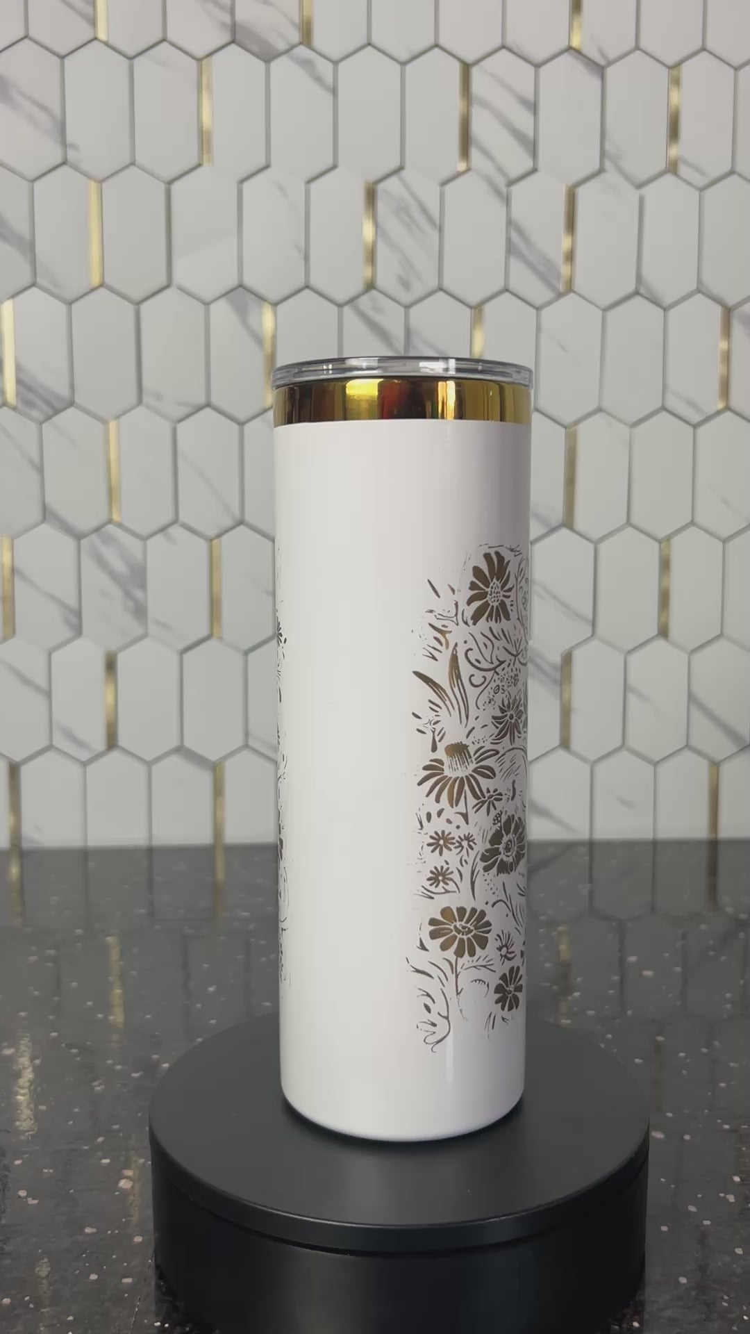 White & Gold Goddess Tumbler: 20oz Stainless Steel Travel Cup