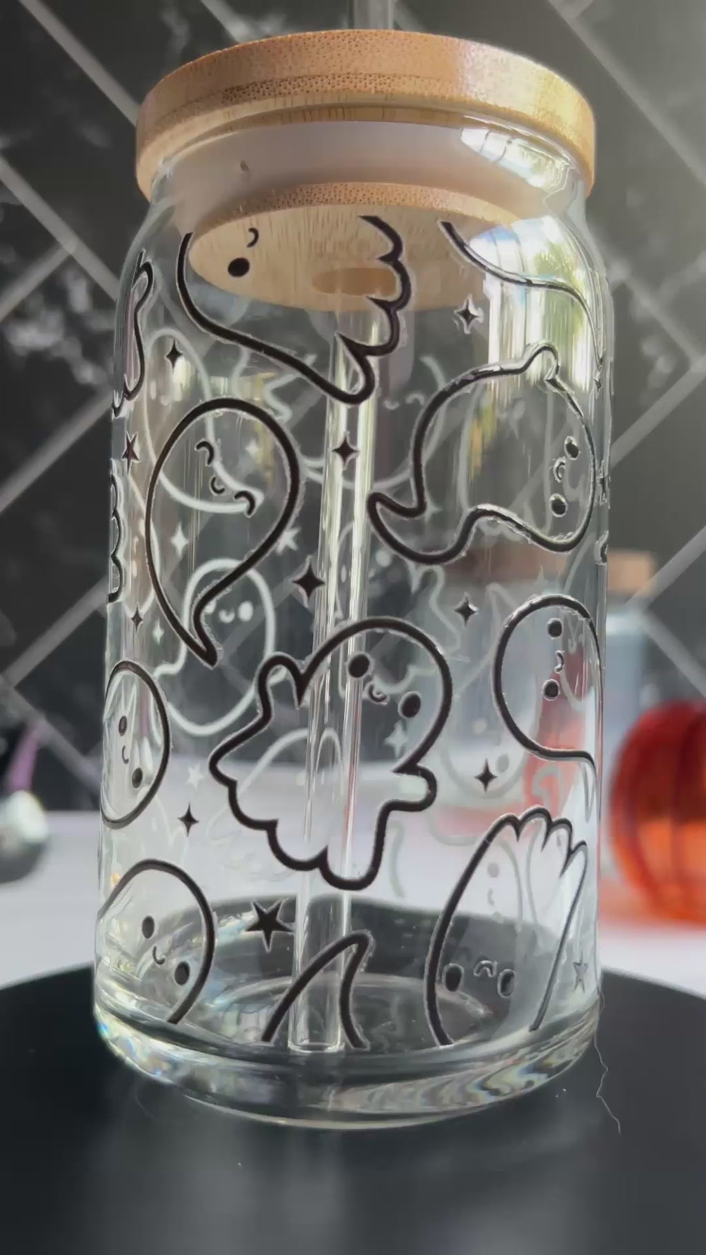 Cute Ghost Glass Can