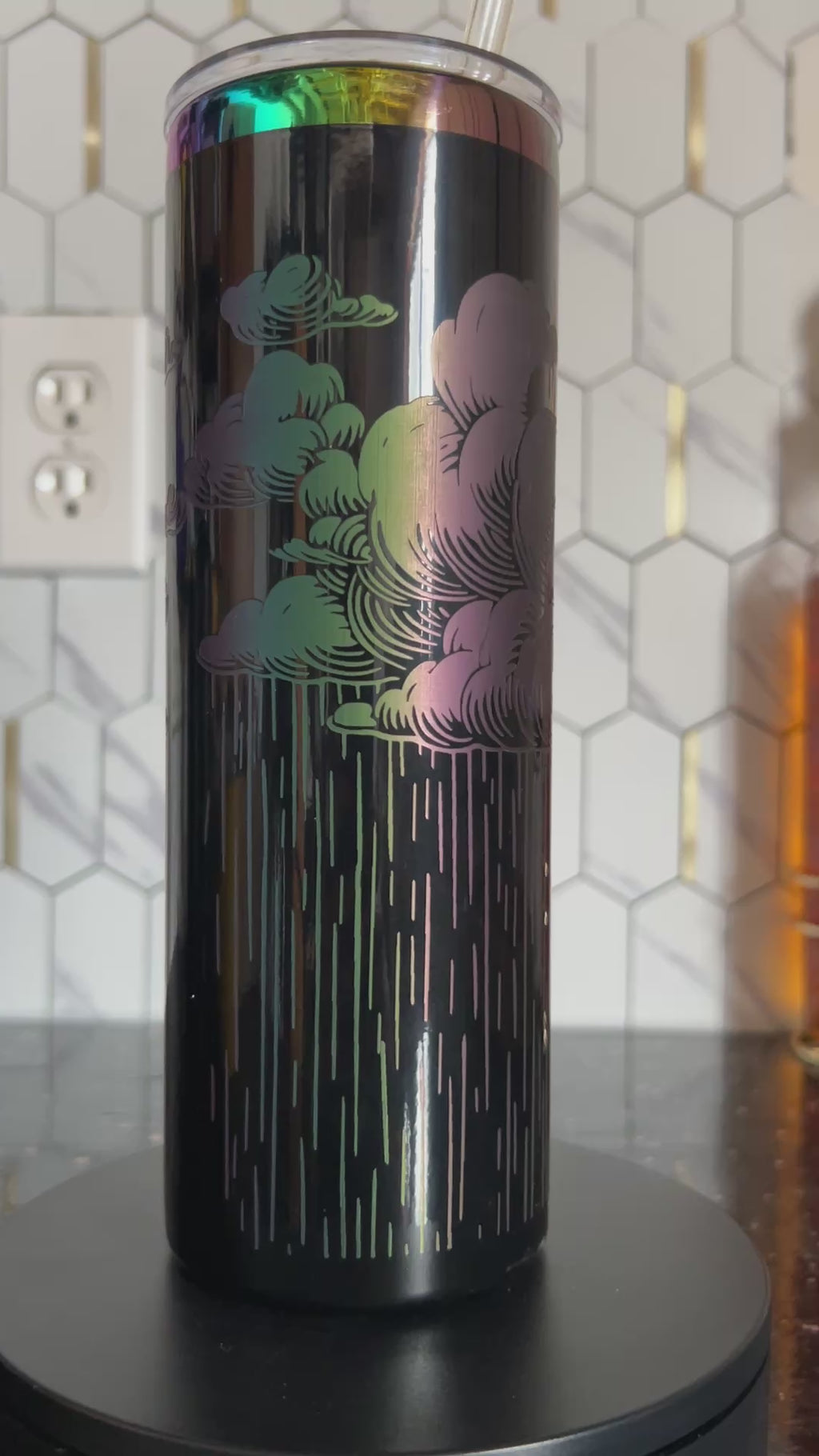 Holographic Rain Tumbler: 20oz Stainless Steel Travel Mug