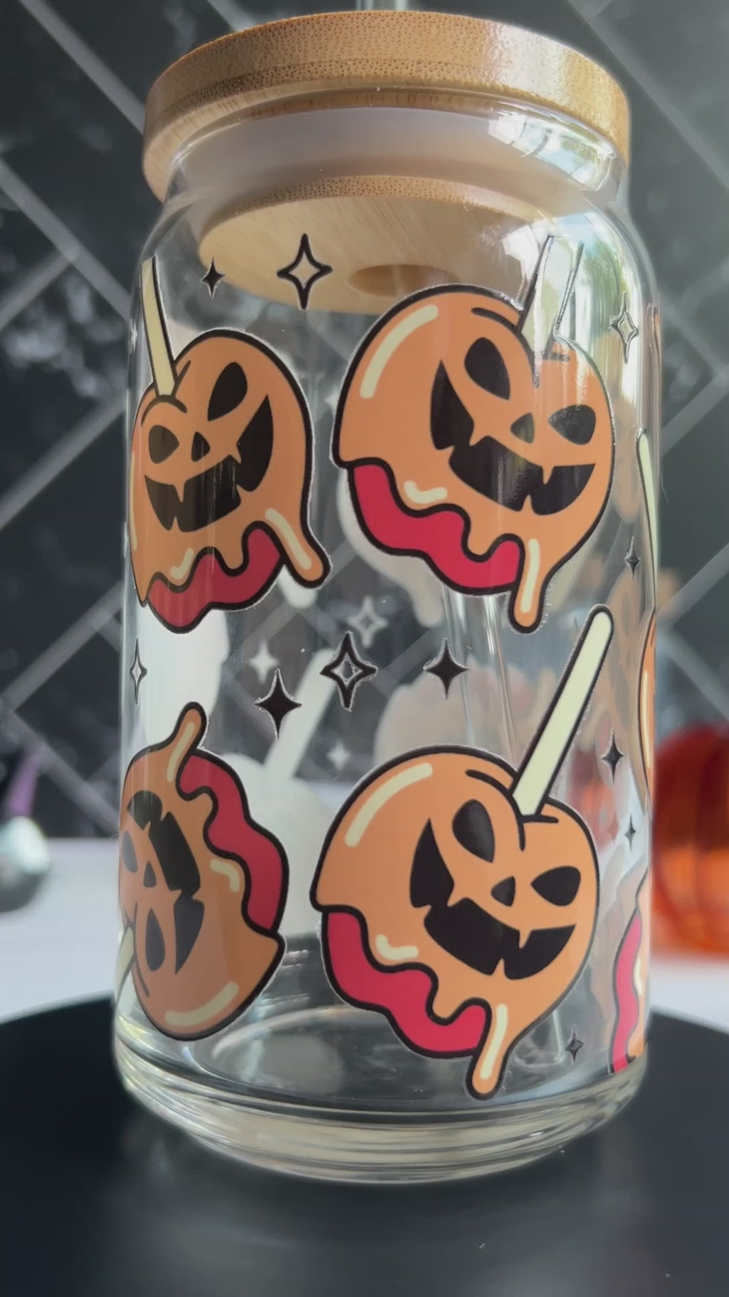 Haunted Candy Apple Glass Can