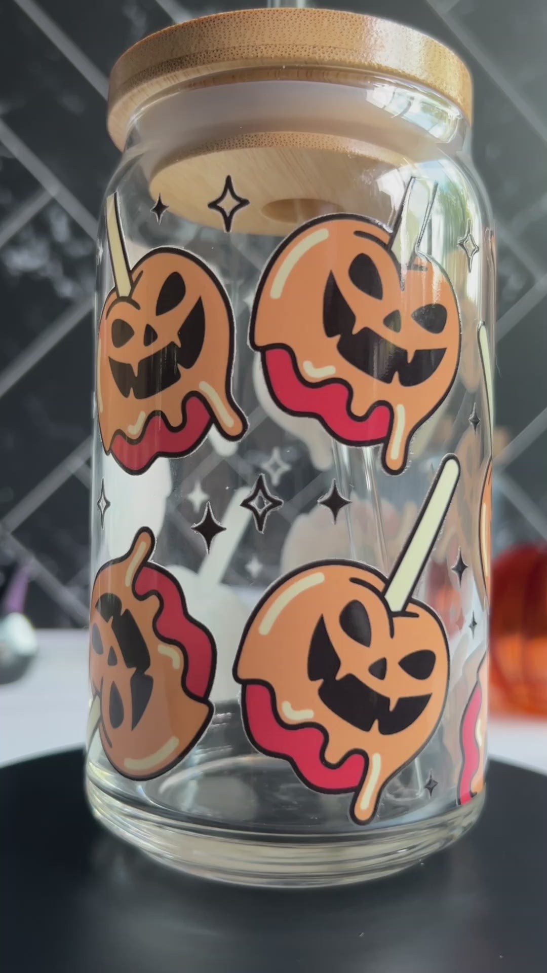 Haunted Candy Apple Glass Can